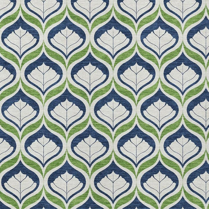 10' X 14' Blue Ivory And Green Geometric Washable Indoor Outdoor Area Rug HomeRoots