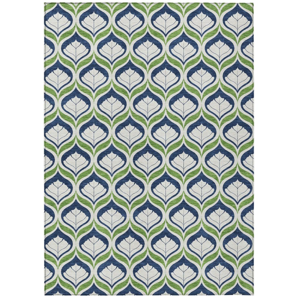 10' X 14' Blue Ivory And Green Geometric Washable Indoor Outdoor Area Rug HomeRoots