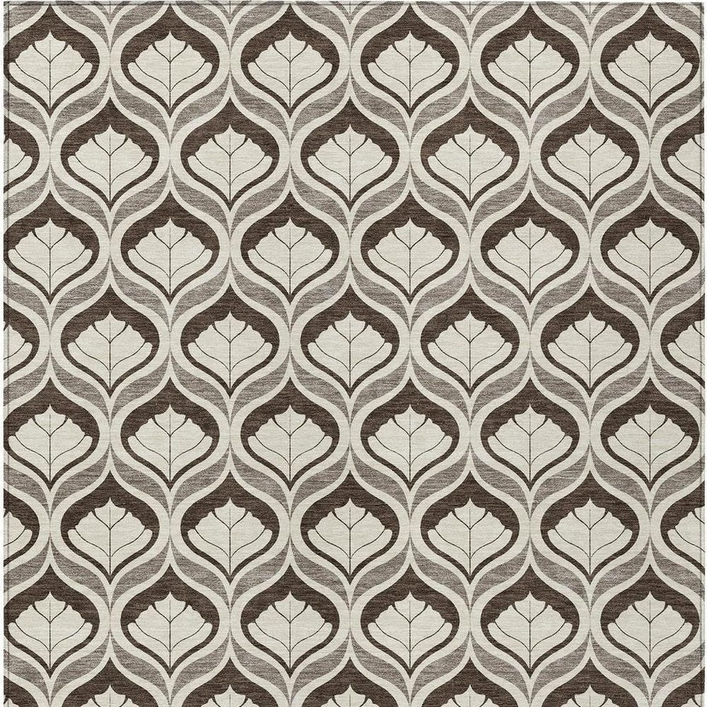 3' X 5' Brown And Beige Geometric Washable Indoor Outdoor Area Rug HomeRoots