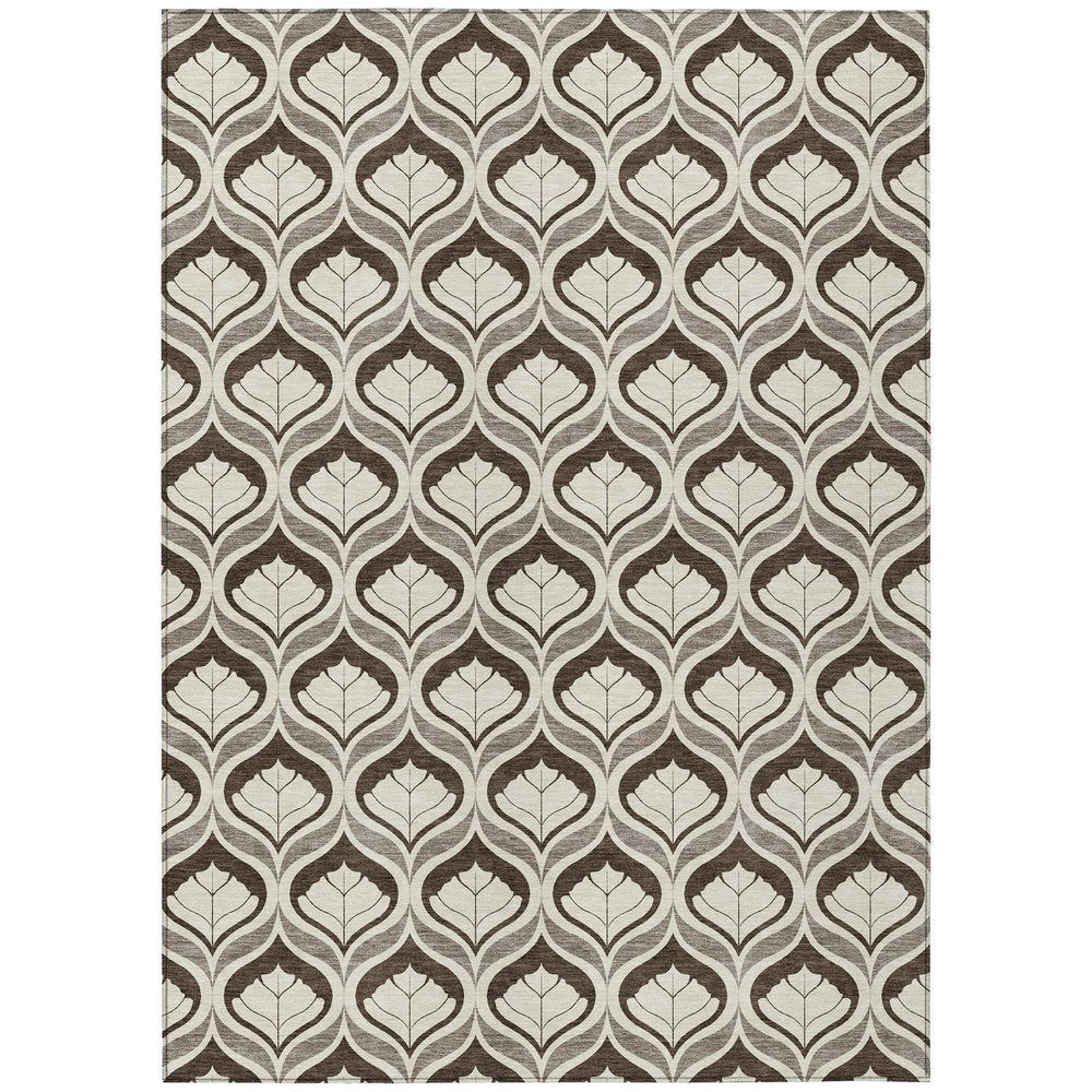 3' X 5' Brown And Beige Geometric Washable Indoor Outdoor Area Rug HomeRoots