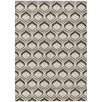 3' X 5' Brown And Beige Geometric Washable Indoor Outdoor Area Rug HomeRoots
