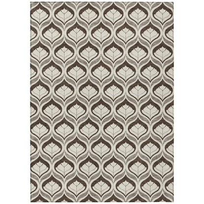 3' X 5' Brown And Beige Geometric Washable Indoor Outdoor Area Rug HomeRoots