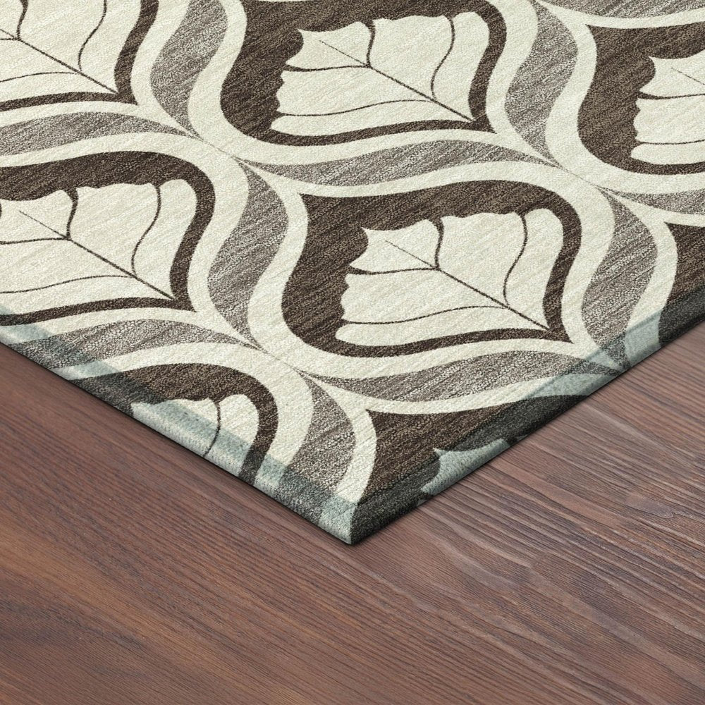 3' X 5' Brown And Beige Geometric Washable Indoor Outdoor Area Rug HomeRoots