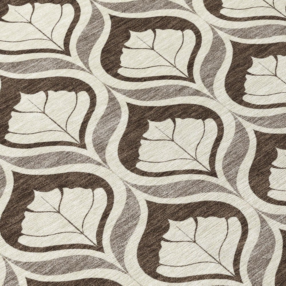 3' X 5' Brown And Beige Geometric Washable Indoor Outdoor Area Rug HomeRoots