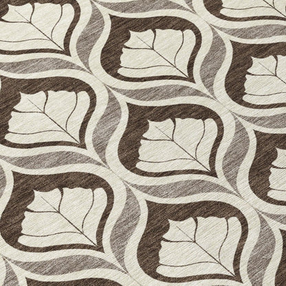 8' Brown And Beige Round Geometric Washable Indoor Outdoor Area Rug HomeRoots