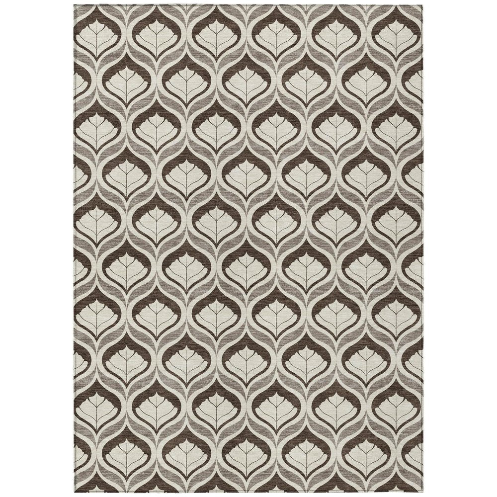 8' X 10' Brown And Beige Geometric Washable Indoor Outdoor Area Rug HomeRoots