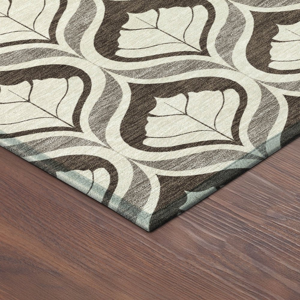 8' X 10' Brown And Beige Geometric Washable Indoor Outdoor Area Rug HomeRoots