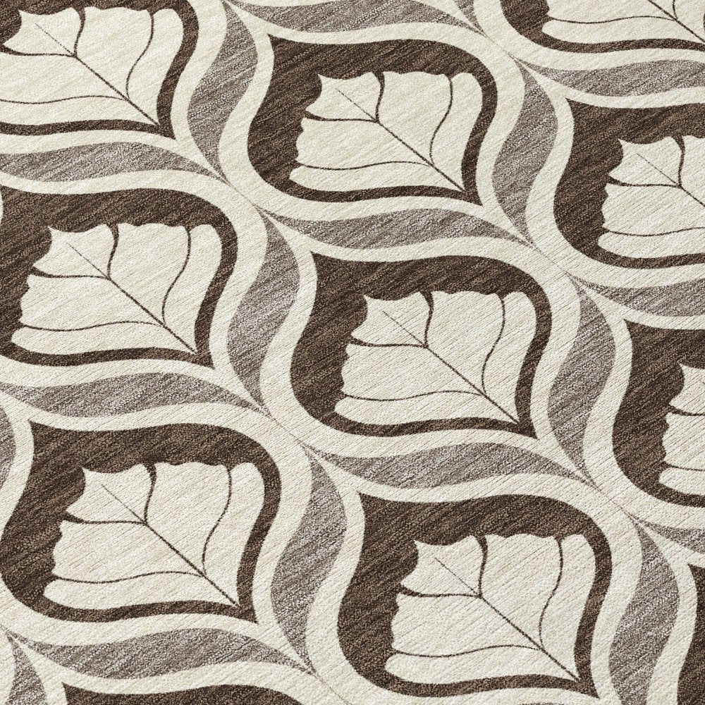 8' X 10' Brown And Beige Geometric Washable Indoor Outdoor Area Rug HomeRoots