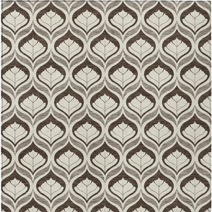 9' X 12' Brown And Beige Geometric Washable Indoor Outdoor Area Rug HomeRoots