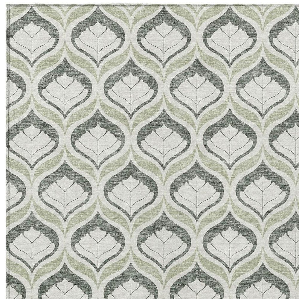 5' X 8' Lime Green And Beige Geometric Washable Indoor Outdoor Area Rug HomeRoots