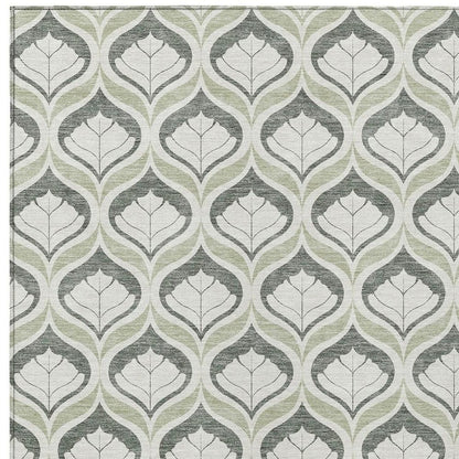 5' X 8' Lime Green And Beige Geometric Washable Indoor Outdoor Area Rug HomeRoots