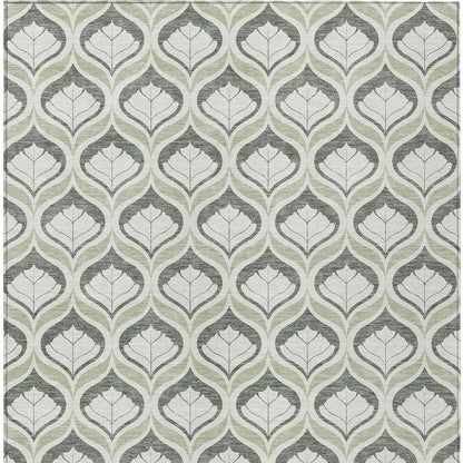 8' X 10' Lime Green And Beige Geometric Washable Indoor Outdoor Area Rug HomeRoots