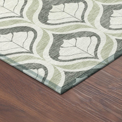 8' X 10' Lime Green And Beige Geometric Washable Indoor Outdoor Area Rug HomeRoots