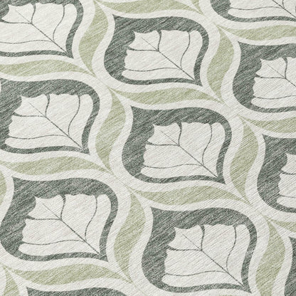 8' X 10' Lime Green And Beige Geometric Washable Indoor Outdoor Area Rug HomeRoots