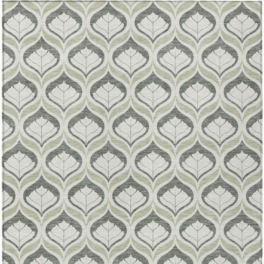9' X 12' Lime Green And Beige Geometric Washable Indoor Outdoor Area Rug HomeRoots