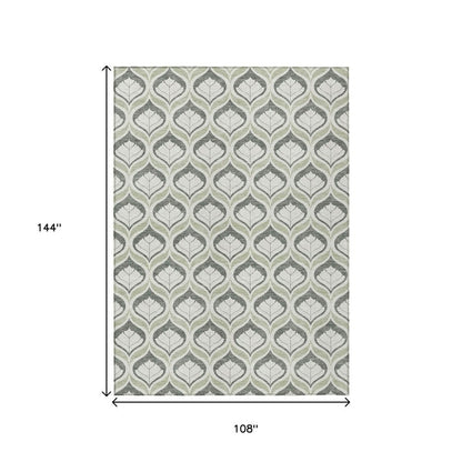 9' X 12' Lime Green And Beige Geometric Washable Indoor Outdoor Area Rug HomeRoots