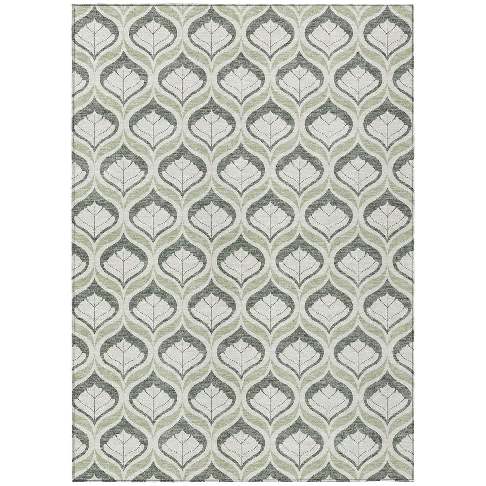 9' X 12' Lime Green And Beige Geometric Washable Indoor Outdoor Area Rug HomeRoots