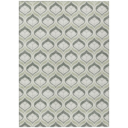 9' X 12' Lime Green And Beige Geometric Washable Indoor Outdoor Area Rug HomeRoots