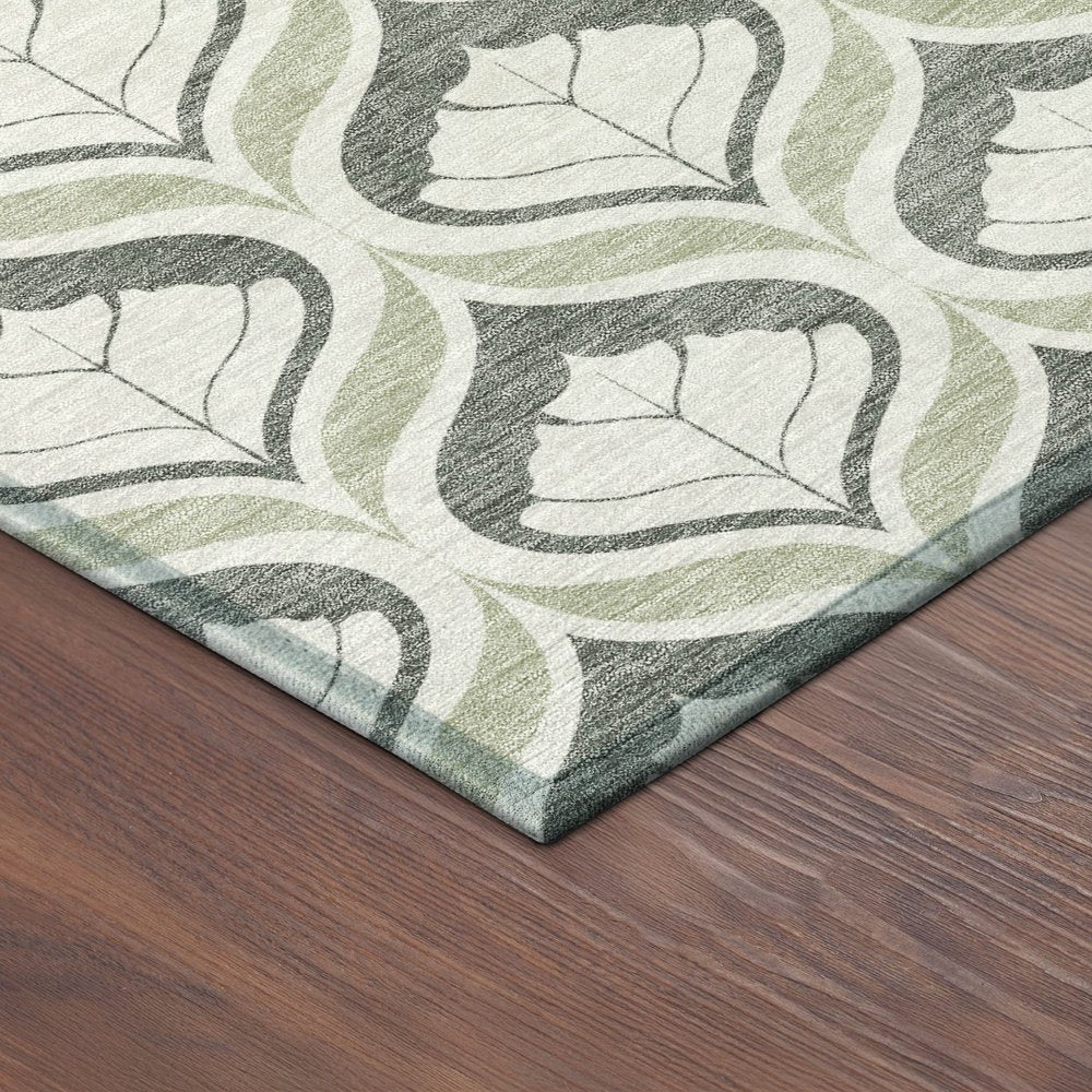 9' X 12' Lime Green And Beige Geometric Washable Indoor Outdoor Area Rug HomeRoots