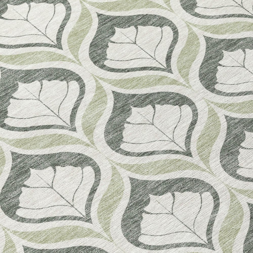 9' X 12' Lime Green And Beige Geometric Washable Indoor Outdoor Area Rug HomeRoots