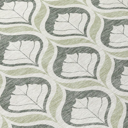 9' X 12' Lime Green And Beige Geometric Washable Indoor Outdoor Area Rug HomeRoots