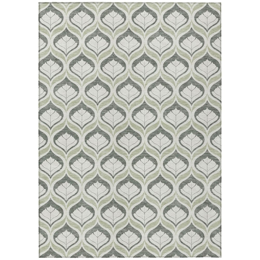 10' X 14' Lime Green And Beige Geometric Washable Indoor Outdoor Area Rug HomeRoots