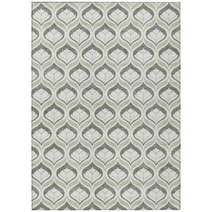10' X 14' Lime Green And Beige Geometric Washable Indoor Outdoor Area Rug HomeRoots