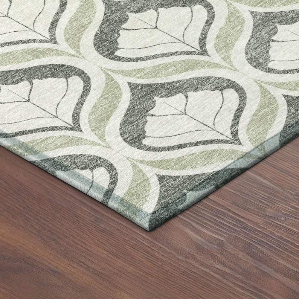 10' X 14' Lime Green And Beige Geometric Washable Indoor Outdoor Area Rug HomeRoots