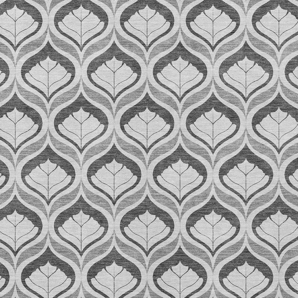 3' X 5' Charcoal And Silver Geometric Washable Indoor Outdoor Area Rug HomeRoots
