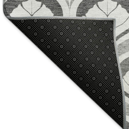 3' X 5' Charcoal And Silver Geometric Washable Indoor Outdoor Area Rug HomeRoots