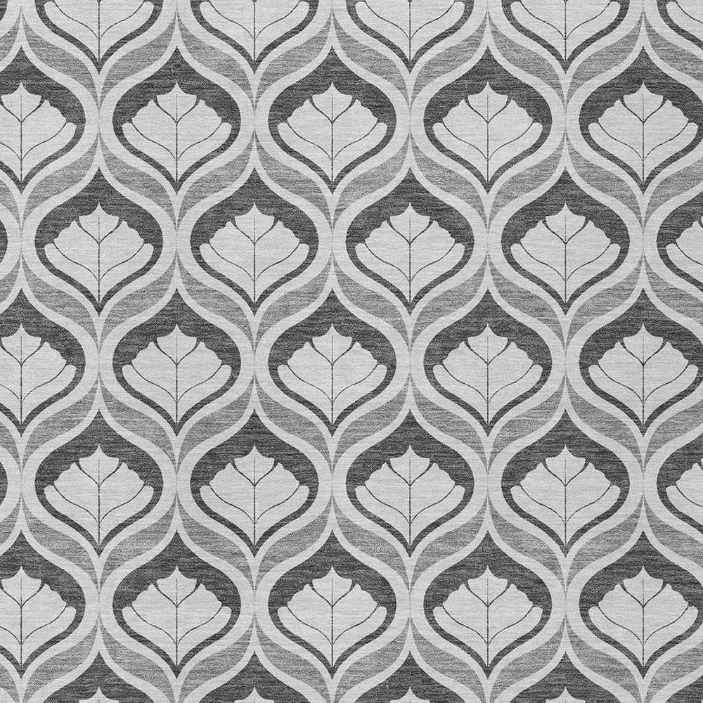 5' X 8' Charcoal And Silver Geometric Washable Indoor Outdoor Area Rug HomeRoots