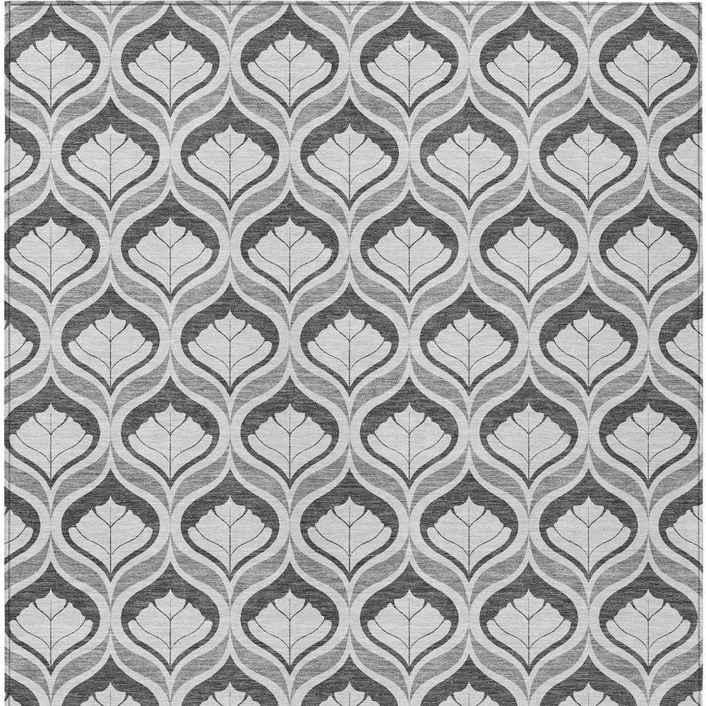 5' X 8' Charcoal And Silver Geometric Washable Indoor Outdoor Area Rug HomeRoots