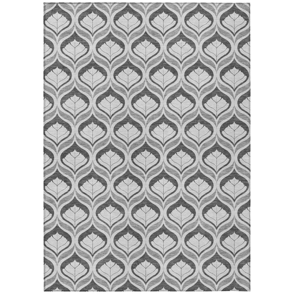 5' X 8' Charcoal And Silver Geometric Washable Indoor Outdoor Area Rug HomeRoots