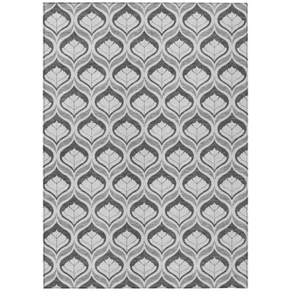 5' X 8' Charcoal And Silver Geometric Washable Indoor Outdoor Area Rug HomeRoots