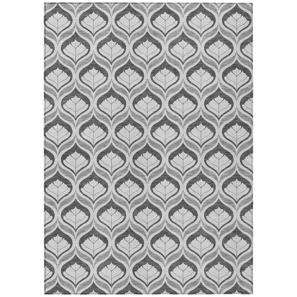 5' X 8' Charcoal And Silver Geometric Washable Indoor Outdoor Area Rug HomeRoots