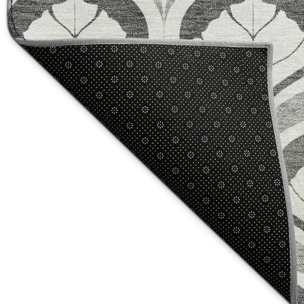5' X 8' Charcoal And Silver Geometric Washable Indoor Outdoor Area Rug HomeRoots