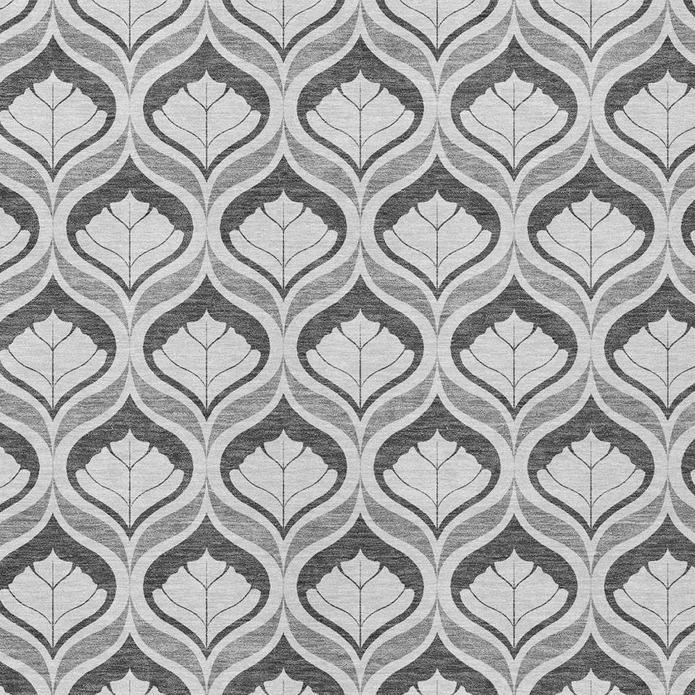 9' X 12' Charcoal And Silver Geometric Washable Indoor Outdoor Area Rug HomeRoots