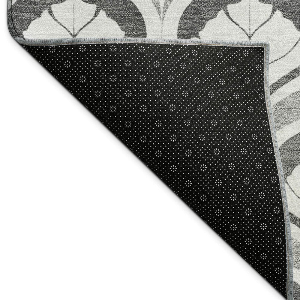 9' X 12' Charcoal And Silver Geometric Washable Indoor Outdoor Area Rug HomeRoots