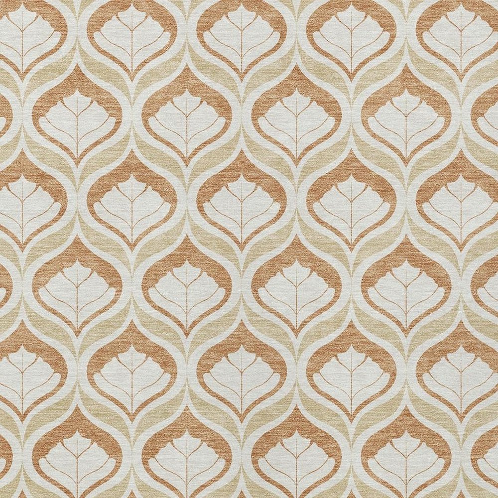 3' X 5' Copper And Beige Geometric Washable Indoor Outdoor Area Rug HomeRoots