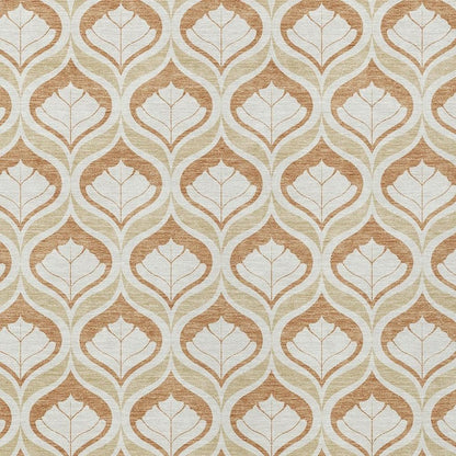 3' X 5' Copper And Beige Geometric Washable Indoor Outdoor Area Rug HomeRoots