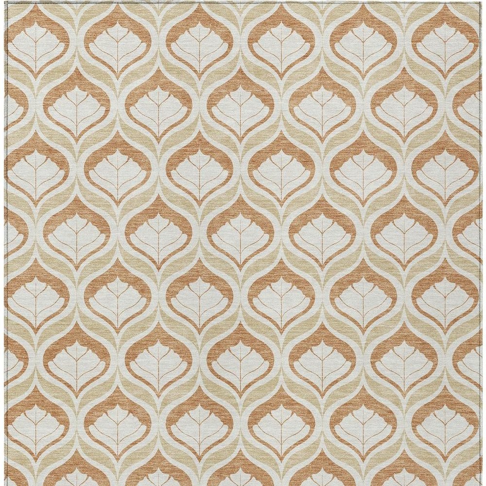 3' X 5' Copper And Beige Geometric Washable Indoor Outdoor Area Rug HomeRoots