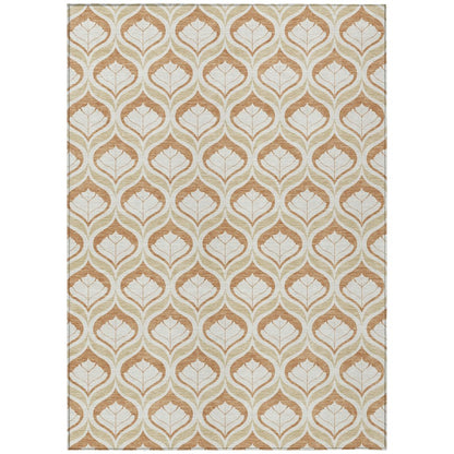 3' X 5' Copper And Beige Geometric Washable Indoor Outdoor Area Rug HomeRoots