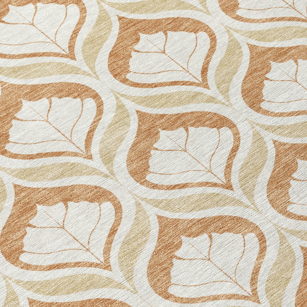 3' X 5' Copper And Beige Geometric Washable Indoor Outdoor Area Rug HomeRoots