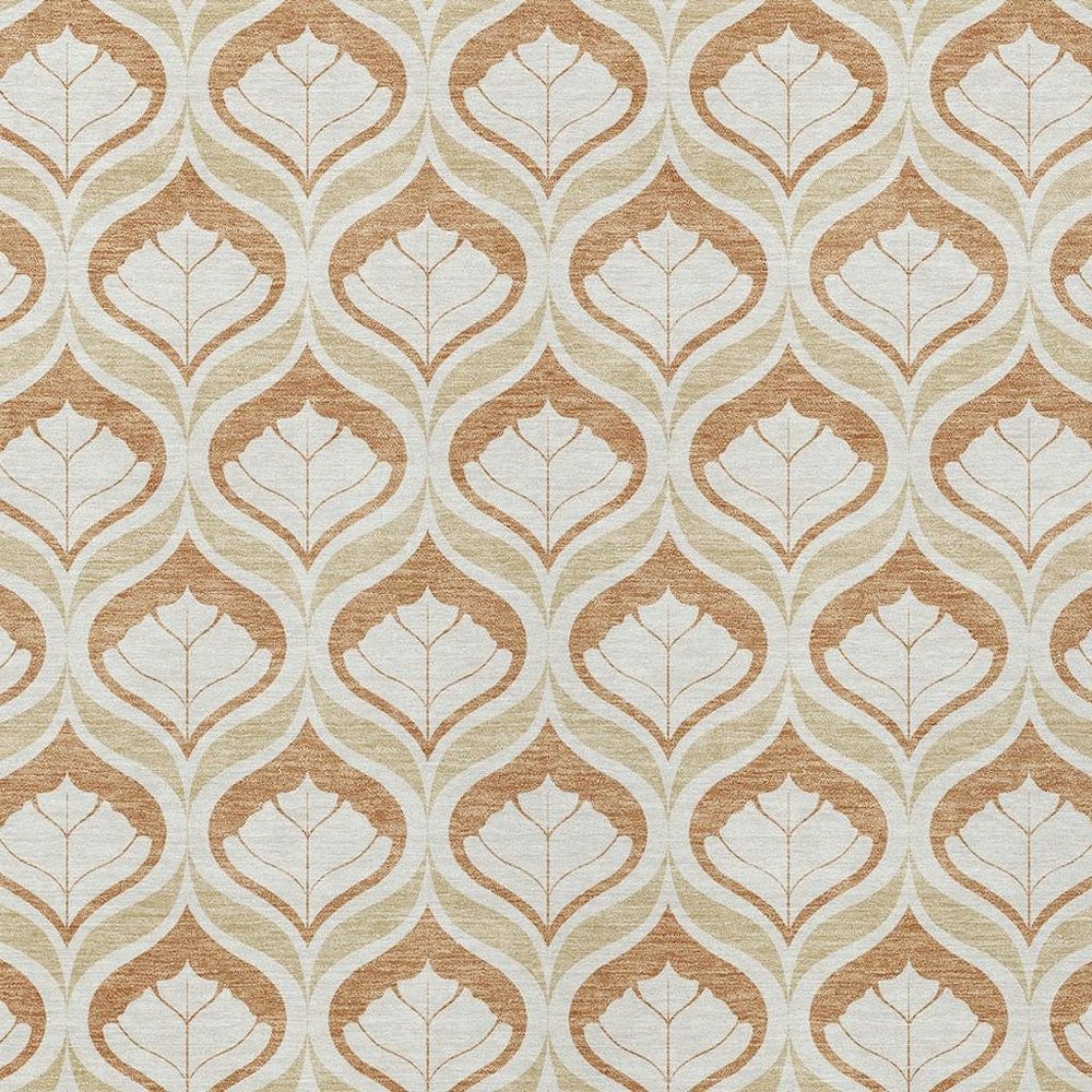 5' X 8' Copper And Beige Geometric Washable Indoor Outdoor Area Rug HomeRoots