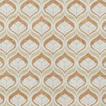 5' X 8' Copper And Beige Geometric Washable Indoor Outdoor Area Rug HomeRoots
