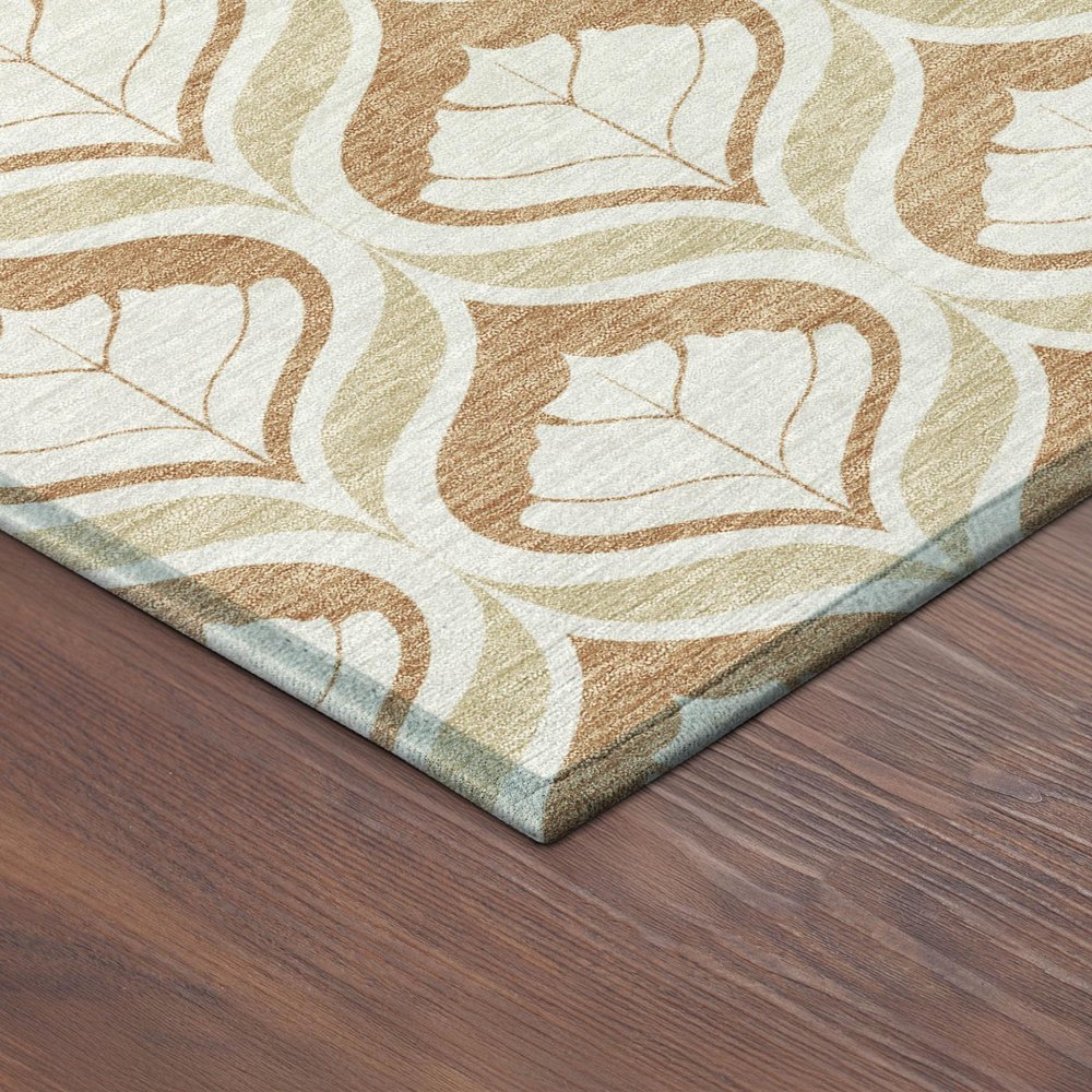 5' X 8' Copper And Beige Geometric Washable Indoor Outdoor Area Rug HomeRoots