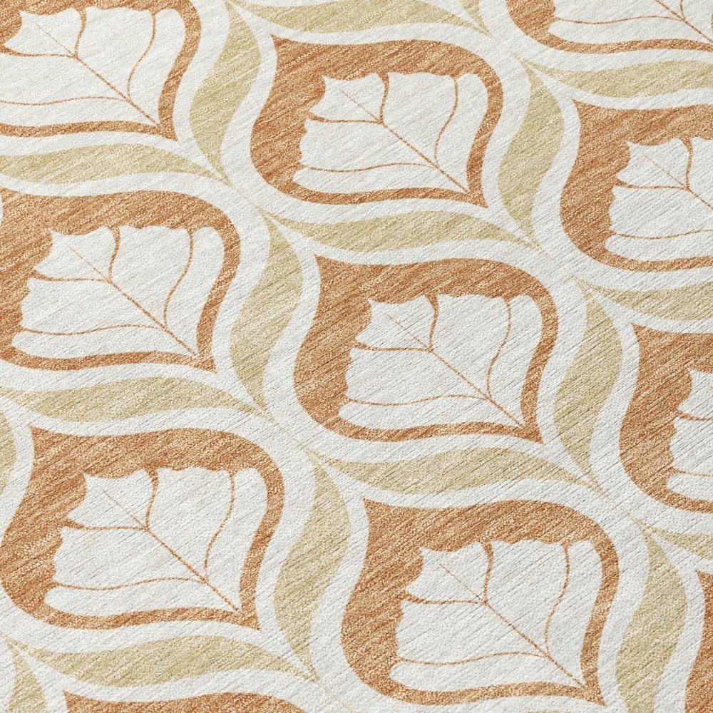 5' X 8' Copper And Beige Geometric Washable Indoor Outdoor Area Rug HomeRoots