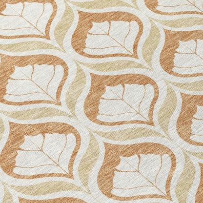 5' X 8' Copper And Beige Geometric Washable Indoor Outdoor Area Rug HomeRoots
