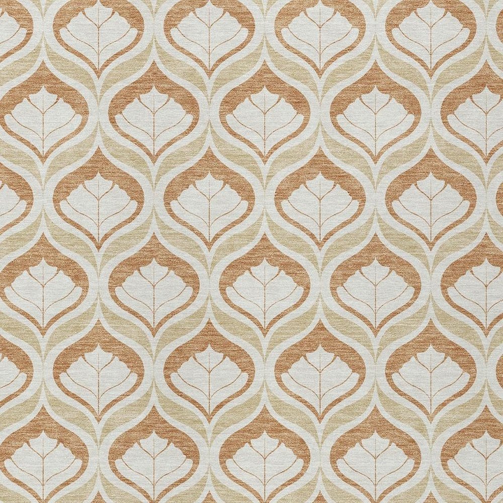 8' X 10' Copper And Beige Geometric Washable Indoor Outdoor Area Rug HomeRoots