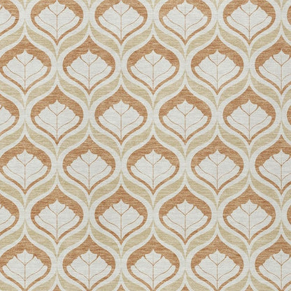 8' X 10' Copper And Beige Geometric Washable Indoor Outdoor Area Rug HomeRoots